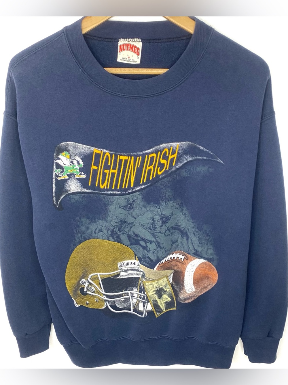 Vintage 90’s Notre Dame Fighting Irish Crewneck Sweatshirt USA Made Nutmeg Mills
